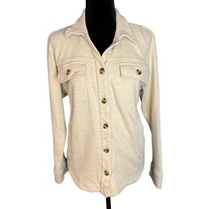 Madewell Womens Cream Brushed Knit Shirt-Jacket Size Small